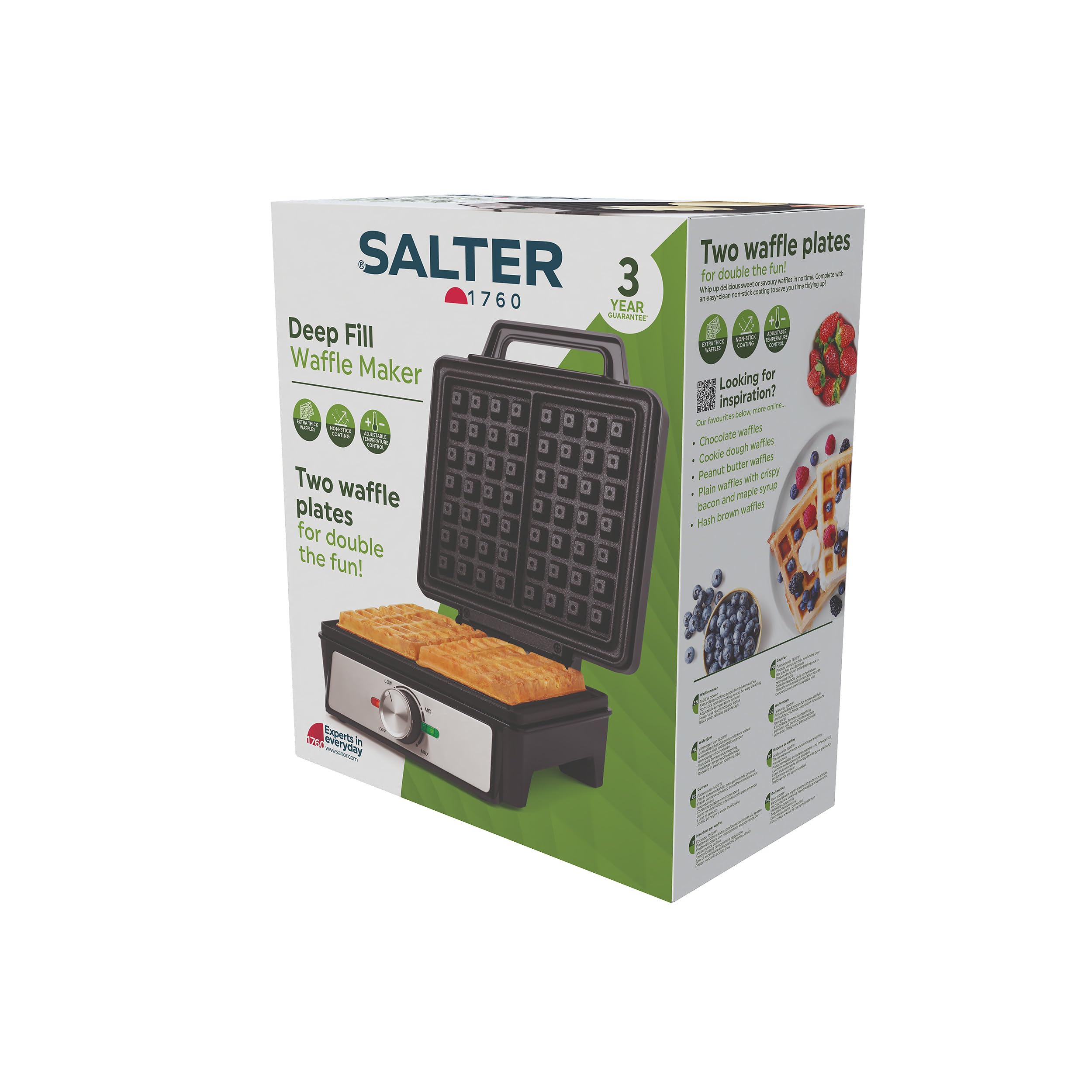 Salter Gofrera Deep Fill, 1600 W, temperatura regulable