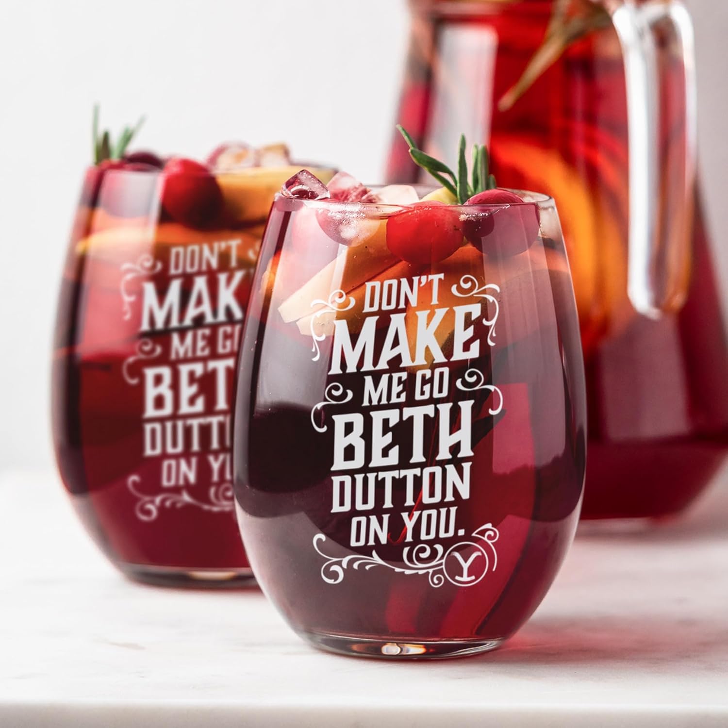 PARAMOUNT NETWORK Yellowstone Don't Make Me Go Beth Dutton On You Laser Engraved Stemless Wine Glass - Officially Licensed
