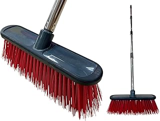 Fit For The Job Vassoura resistente para exteriores com fibra sintética e cabo de alumínio de 4 peças