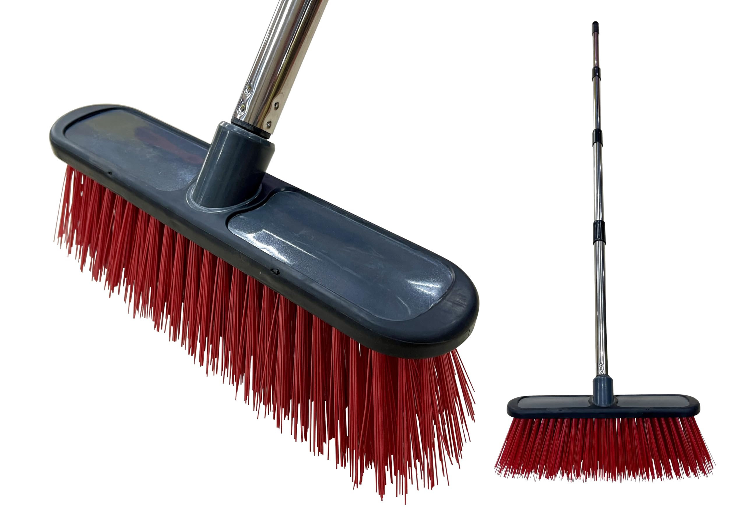 Fit for the Job Heavy Duty Outdoor Broom with Stiff Synthetic Bristles for Garden, Patio, Driveways, Concrete, Paving, Decking and Tarmac with Durable 4-Part Aluminium Handle - Ideal for Wet Debris