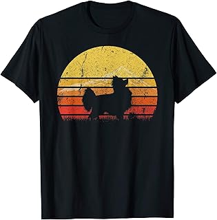 Vintage Retro Papillon Dog Silhouette Sunset Distressed Gift T-Shirt