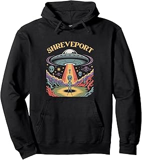 Shreveport Alien UFO Abduction Retro Sci-Fi Art Pullover Hoodie