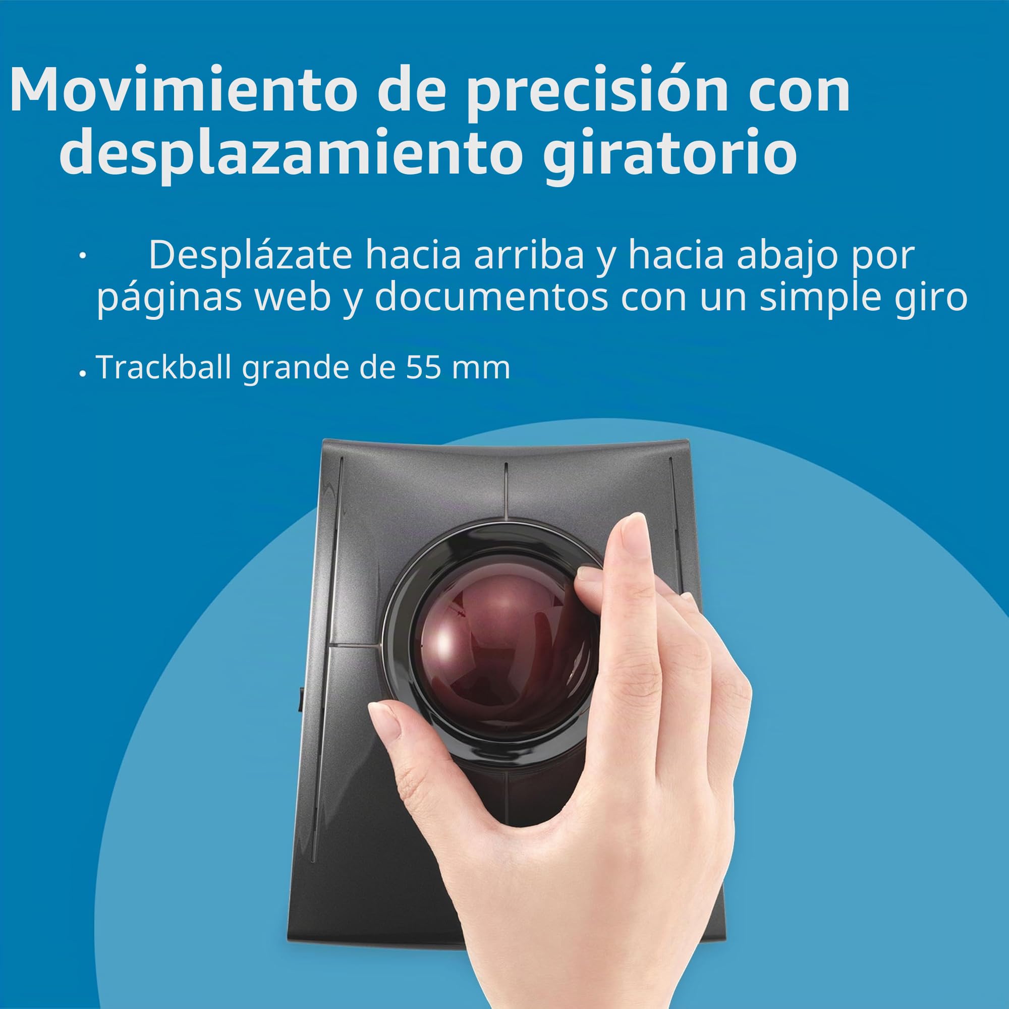 Kensington K72080WW - Trackball SlimBlade Pro, Ratón Ergonómico Inalámbrico con Bluetooth/Cable/Dongle, Recargable por USB con Duración de 4 Meses, Windows y macOS, Ambidiestros, Seguimiento Óptico | Batería recargable, Bluetooth y opciones de conexión de