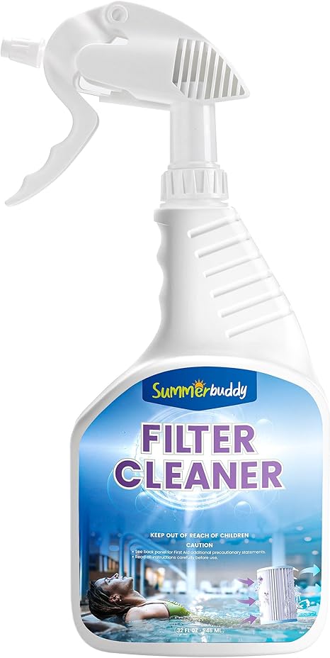SUMMERBUDDY Spa Filter Cleaner - Fast-Acting Spray for Instant Hot Tub & Pool Filter Cleaning, Prolongs Filter Life, No Soaking Required, Pool Cartridge Filter Cleaner, 32 oz