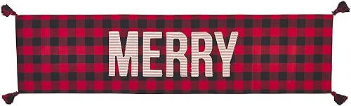 Mud Pie Merry Buffalo Camino de mesa navideño, rojonegro, 72 x 18 pulgadas