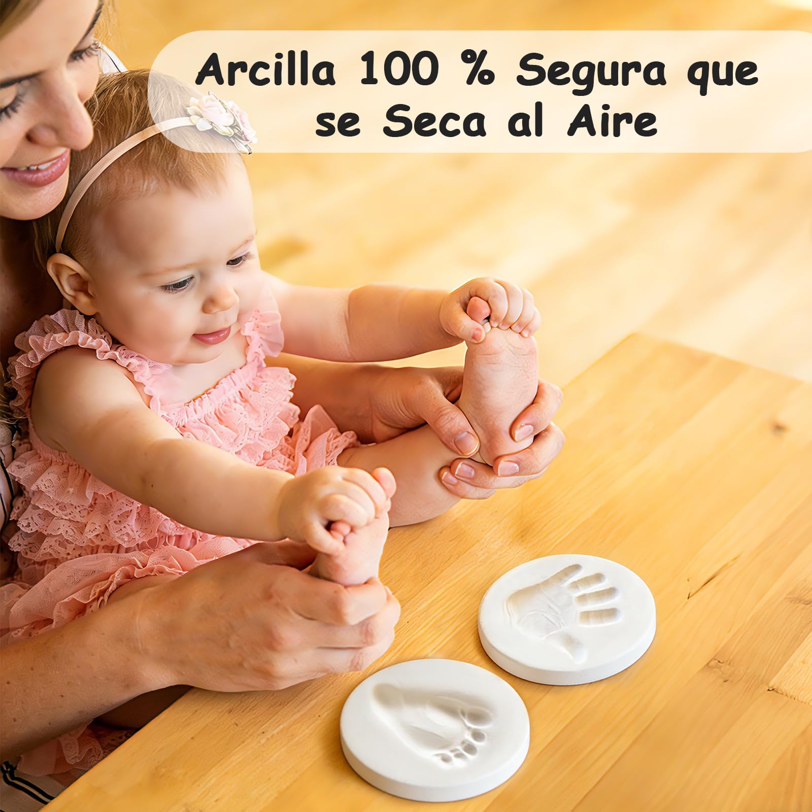 Marco Huellas Bebe Recien Nacido con Arcilla Anti Grietas,Regalo Bebe 1 Año,Huella Perro-Blanco