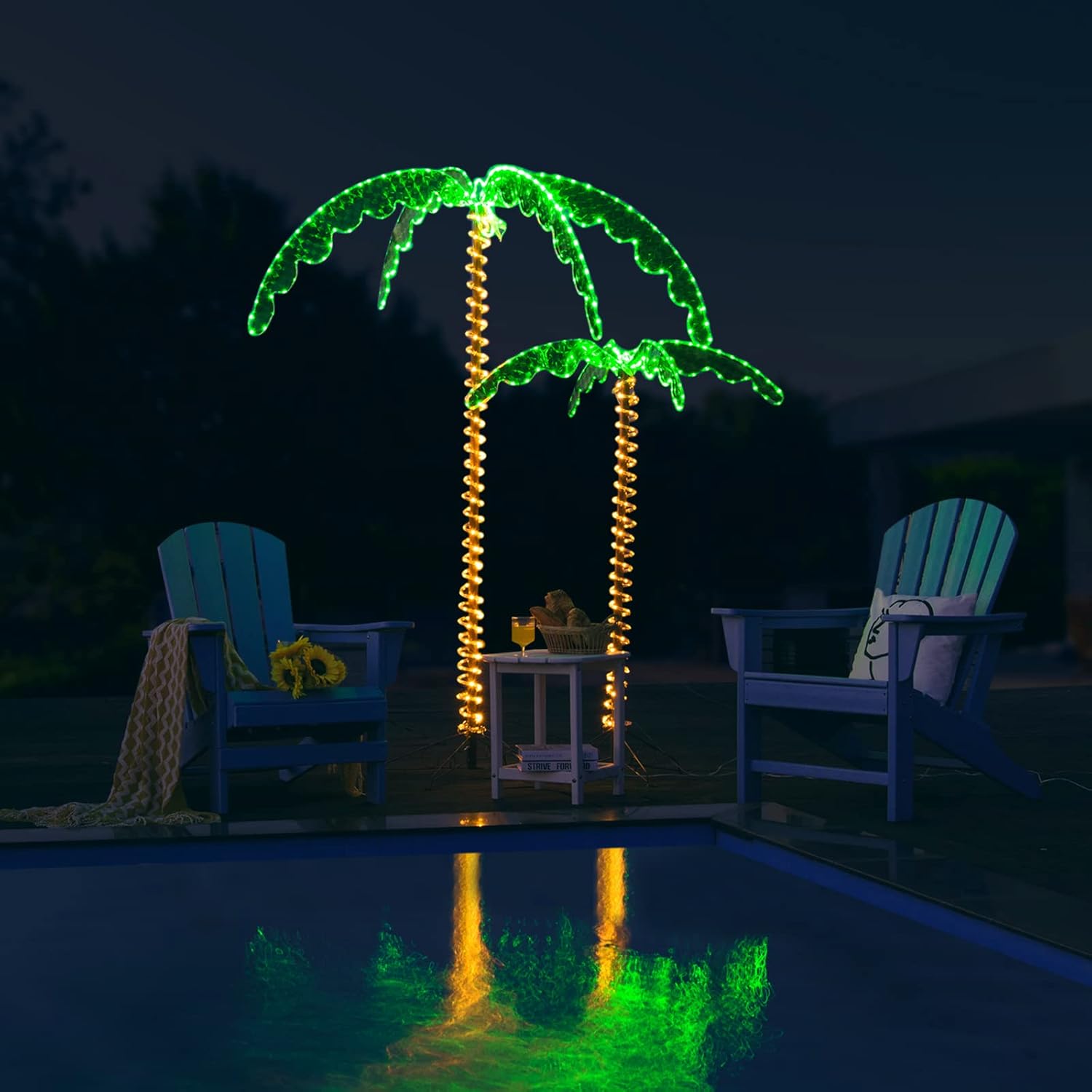 Goplus Lighted Palm Trees for Outside Patio, Tropical Light Up LED Palm Tree with