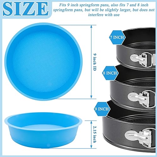 Miniatura 2 de Protector de sartén para tartas de queso, protector de silicona desmontable, 9 pulgadas antiadherente, sin BPA, evita la entrada de agua (azul)