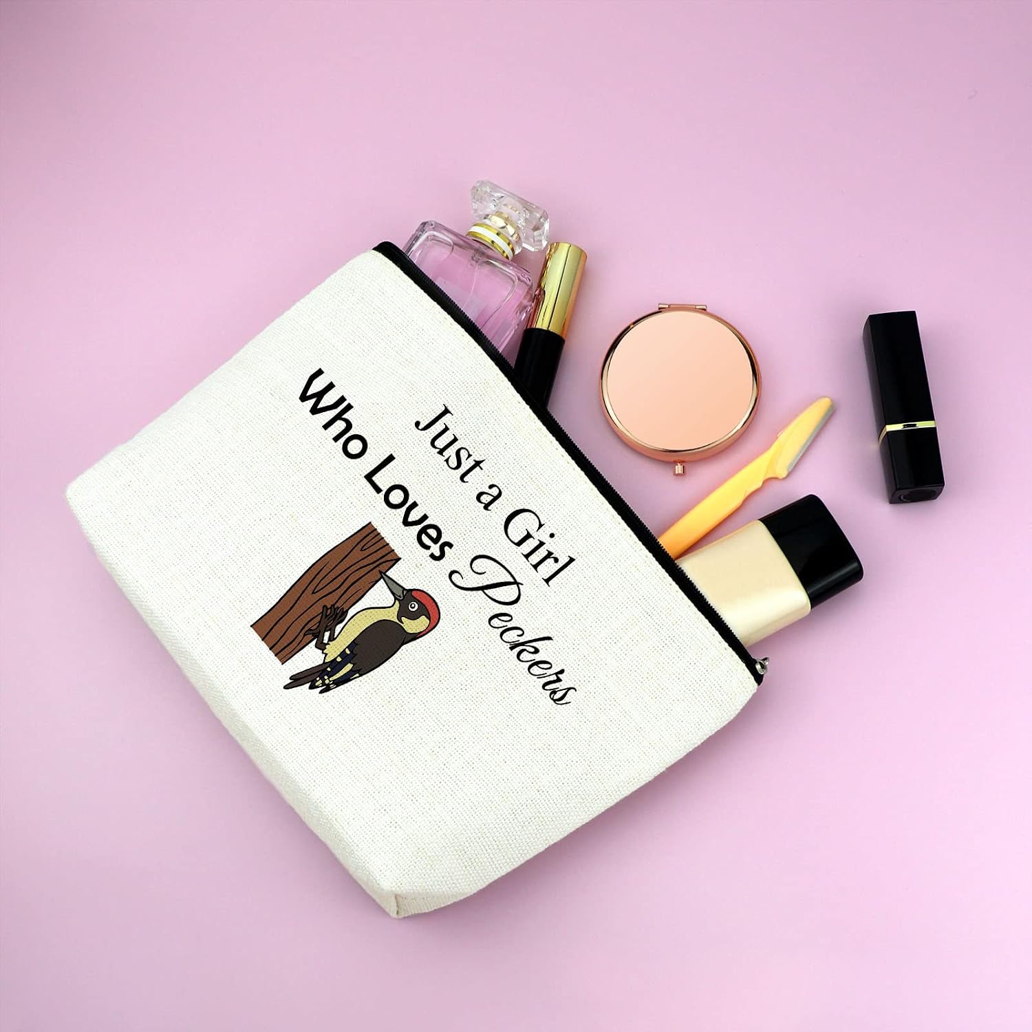 Mxrymvu Woodpecker Lover Gift Makeup Bag Bird Lovers Gift for Women Cosmetic Bag Bird Watcher Ornithologist Gifts Christmas Graduation Birthday Present for Friend Travel Pouch image 4