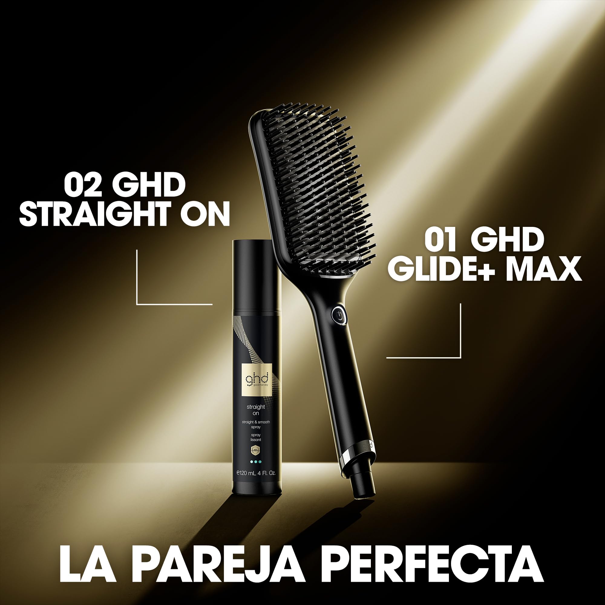 ghd Glide+ Max - Cepillo Térmico Alisador de Pelo, Acabado Liso Natural | Superficie más amplia, acabado suave, brillante y sin frizz, púas cerámicas - Para todo tipo de cabello - (Enchufe Europeo)