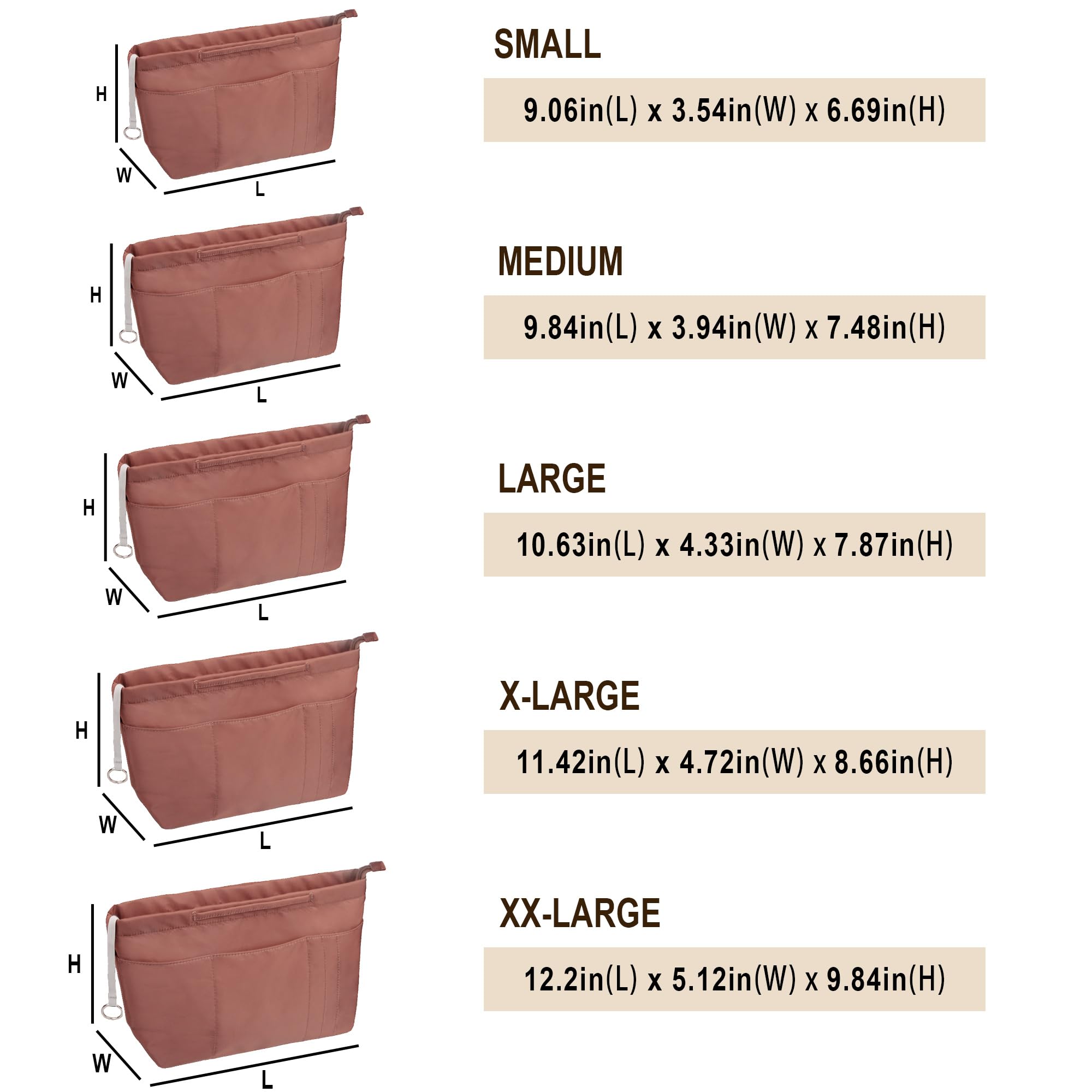 Organizadores de bolsa para bolso de mano en bolsa con forro de cremallera organizador de bolsa para mujeres 14 bolsillos 2