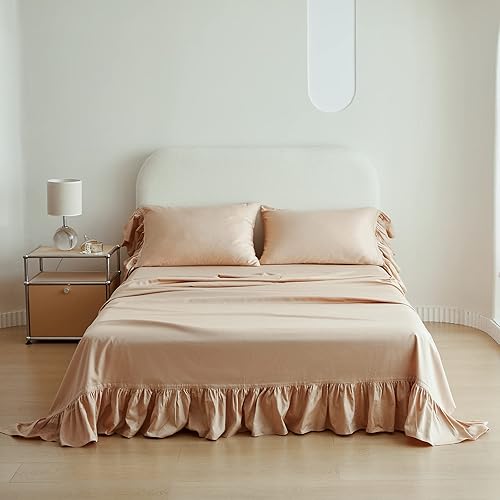 Miniatura 7 de Simple&Opulence Juego de sábanas 100% de algodón orgánico elegante y desgastado chic (1 sábana encimera, 1 sábana bajera y 2 fundas de almohada con