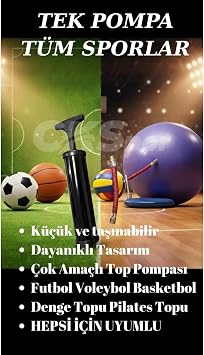 ok Ama l  Top Pompas , Futbol Basketbol Voleybol Pilates Topu ve Denge Diski Uyumlu, Siyah