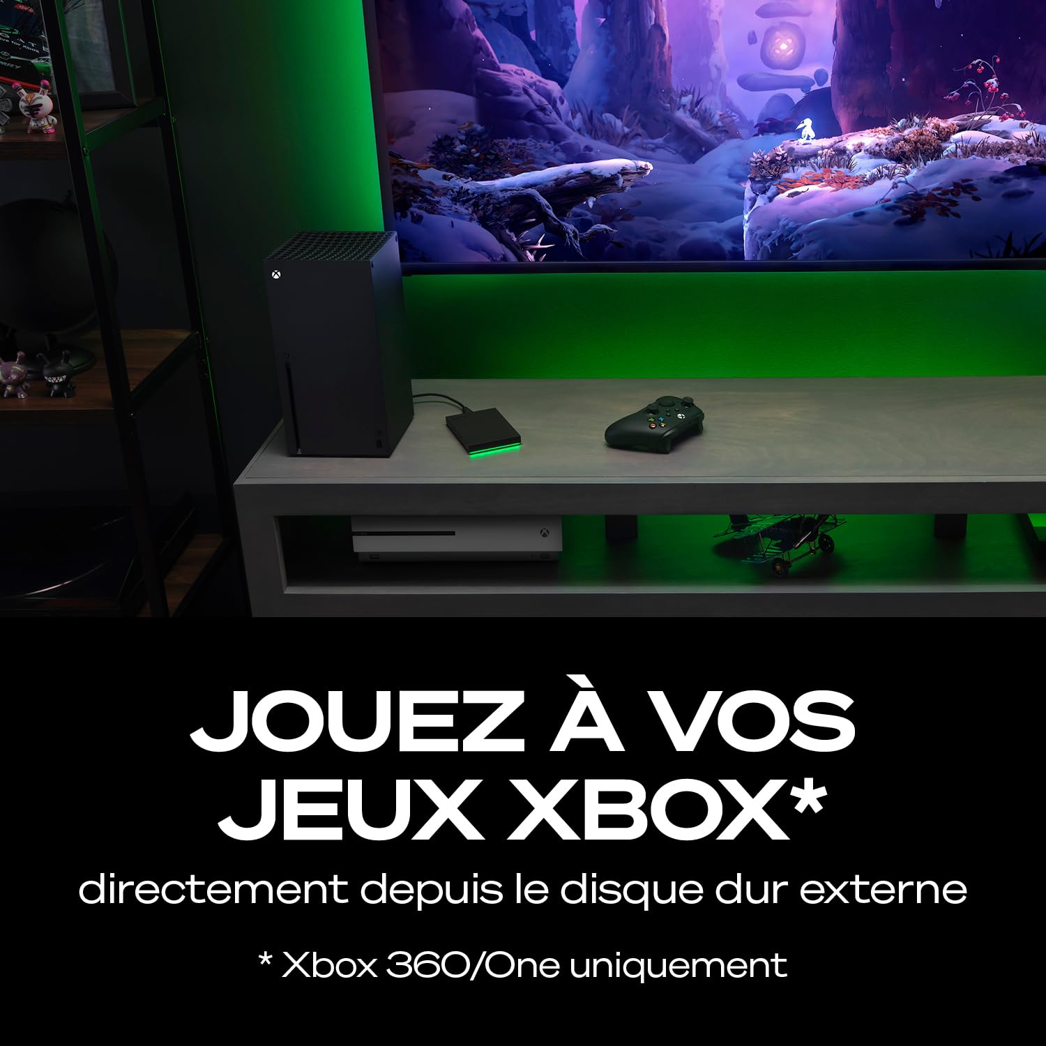 Seagate Game Drive pour Xbox 2To, Disque Dur Externe, HDD Portable, USB 3.2, Noir, certifié Xbox, LED RVB, Services Rescue (STKX2000403)
