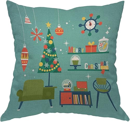 WONDERTIFY Fundas de almohada modernas y creativas de Navidad, muebles de mediados de siglo, decoración de globo, funda de cojín para sofá, cama o