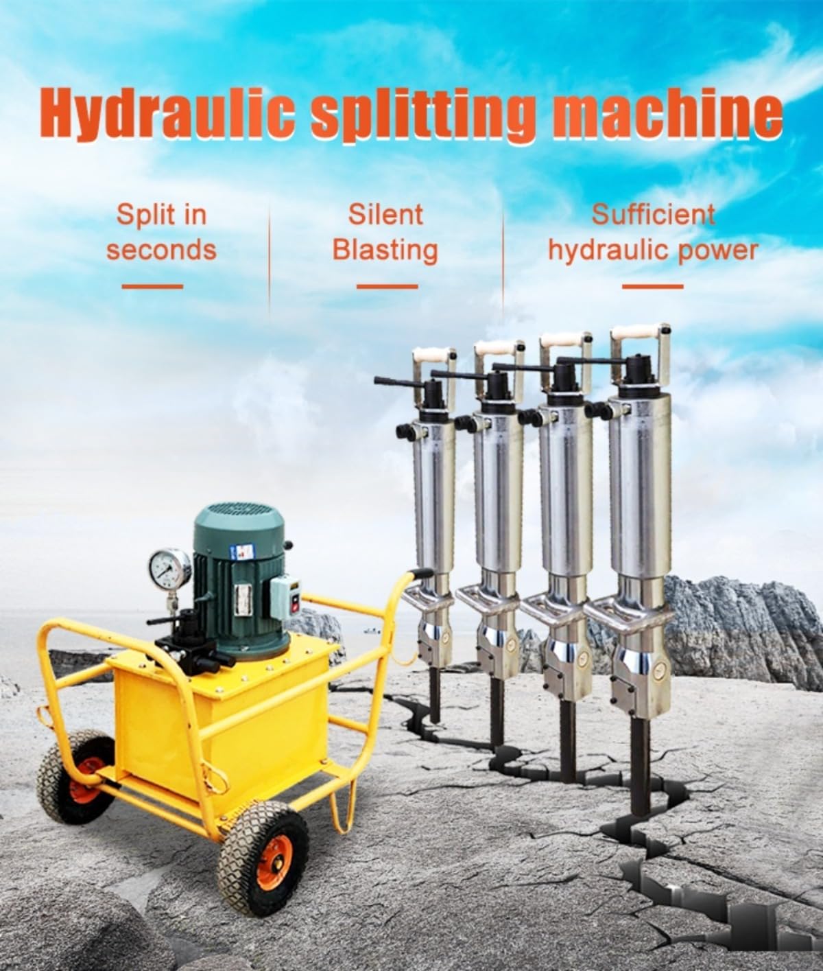 Hydrauliczny rozdzielacz do skał tłokowych, wytrzymały do betonu kamiennego w kopalniach i budownictwie, regulowany, do łupania kamieni, zasilany hydraulicznie, do projektów budowlanych, efektywna