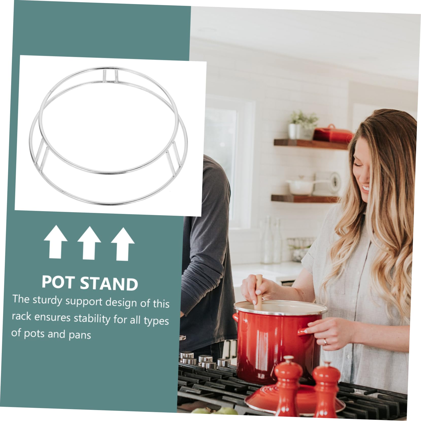 Cabilock Stainless Steel Wok Holder Compact Pot Rack for Countertop Display Kitchen Organizer for Pots and Pans Lightweight and Portable Design for Home and Camping Use