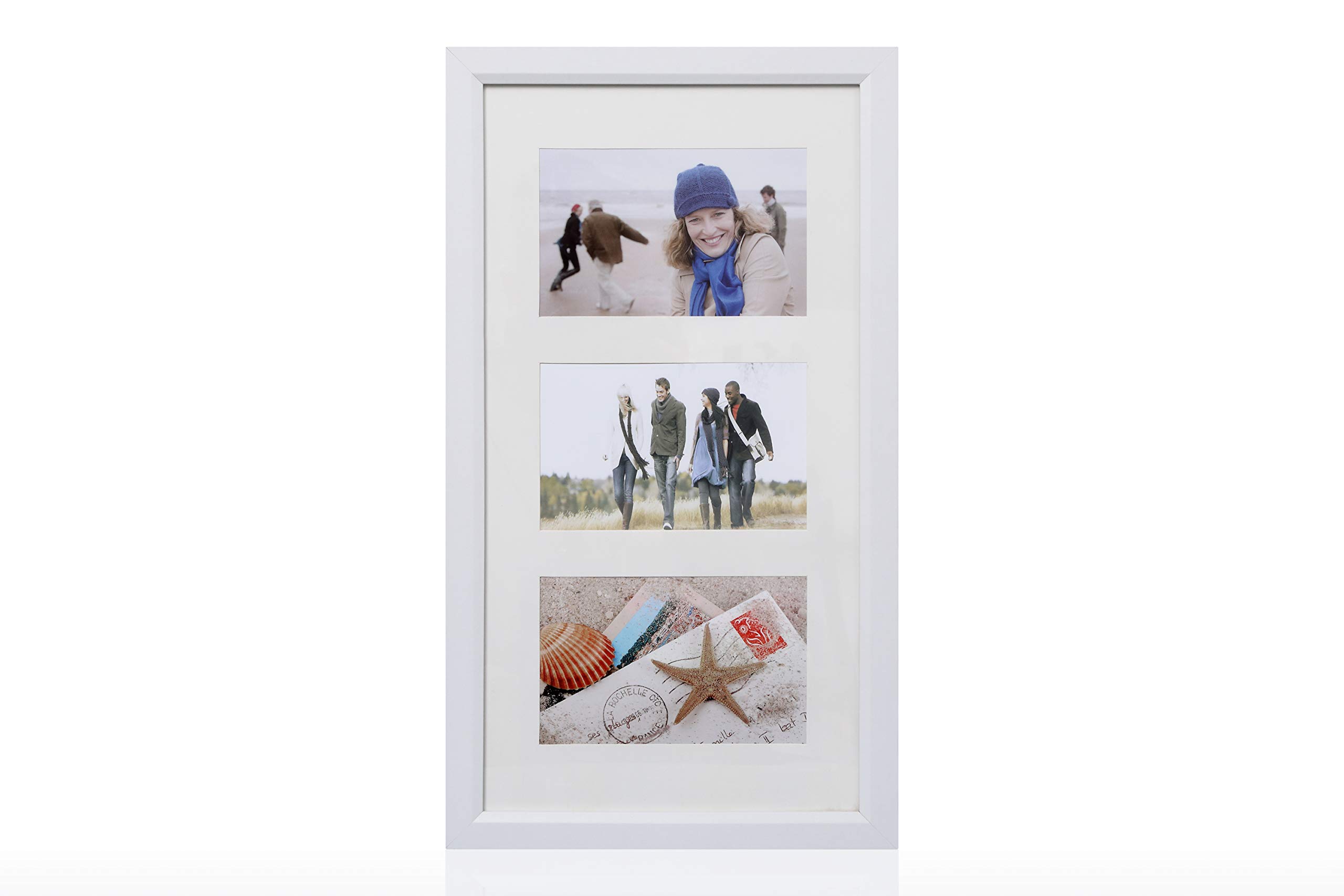 ARPAN Multi Aperture Photo Picture Frame 3, 5 or 6 Aperture (3 Aperture White)