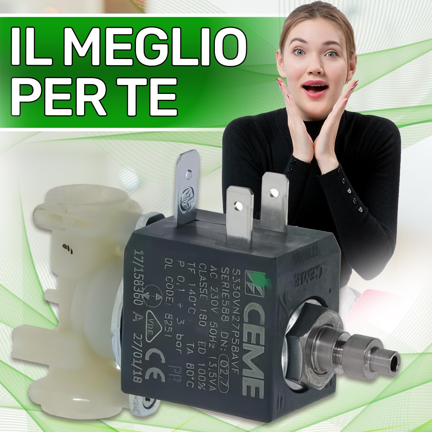 Elettrovalvola per Macchina Caffè 3-Vie con Codice Originale 5213218251 5213212421 5213220251 5213214171 5213215961 per DeLonghi ECAM ETAM - MADE IN ITALY - Garanzia di 5 Anni - ONIX TECH
