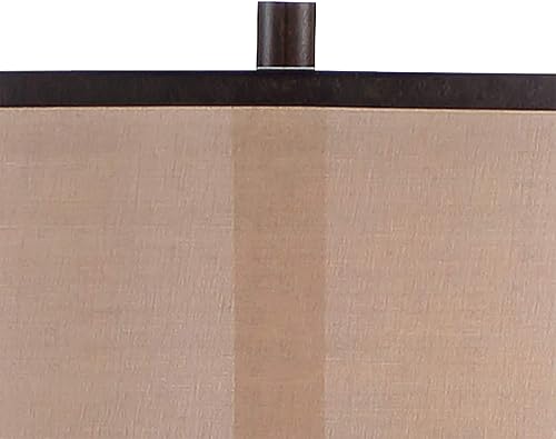 Miniatura 3 de Franklin Iron Works Alamo - Lámpara de pie industrial rústica de 62 pulgadas de alto, color bronce transparente, tela de lino de organza marrón,