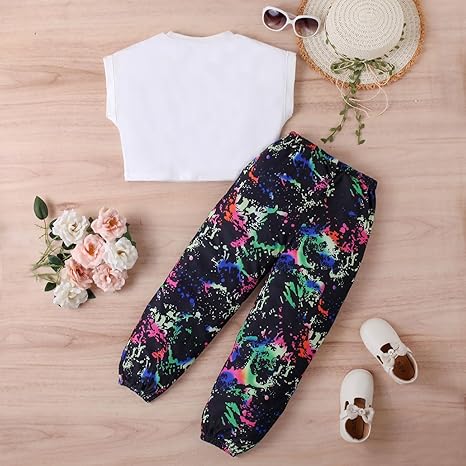 Completo Tie-Dye Per Ragazze - Top E Pantaloni Jogger Colorati Hip Hop 6-11 Anni - Foto 11