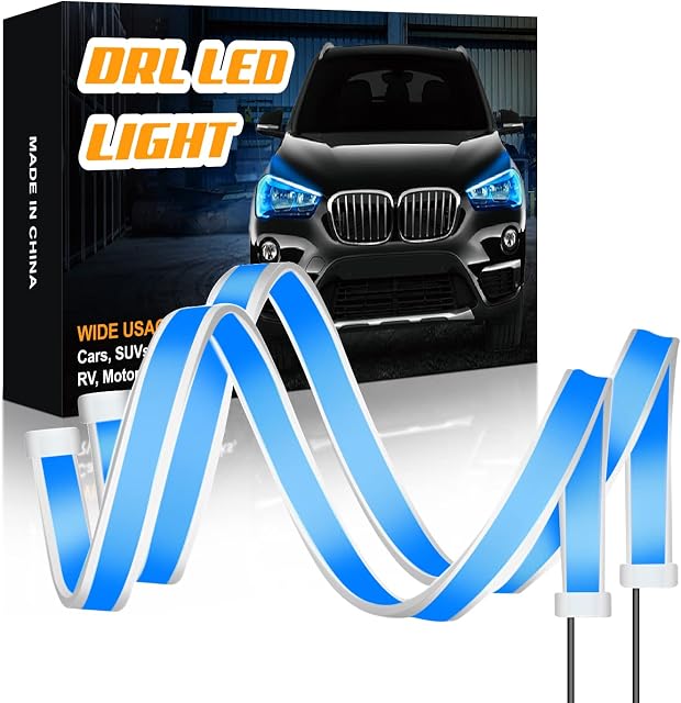 Car Daytime Running Light Strips,Luminshack 60cm Headlight LED Strip Lights 2pcs Dual Colors DRL Sequential Switchback Turn Signal Lights For Car Truck SUV Off-road (white,yellow)