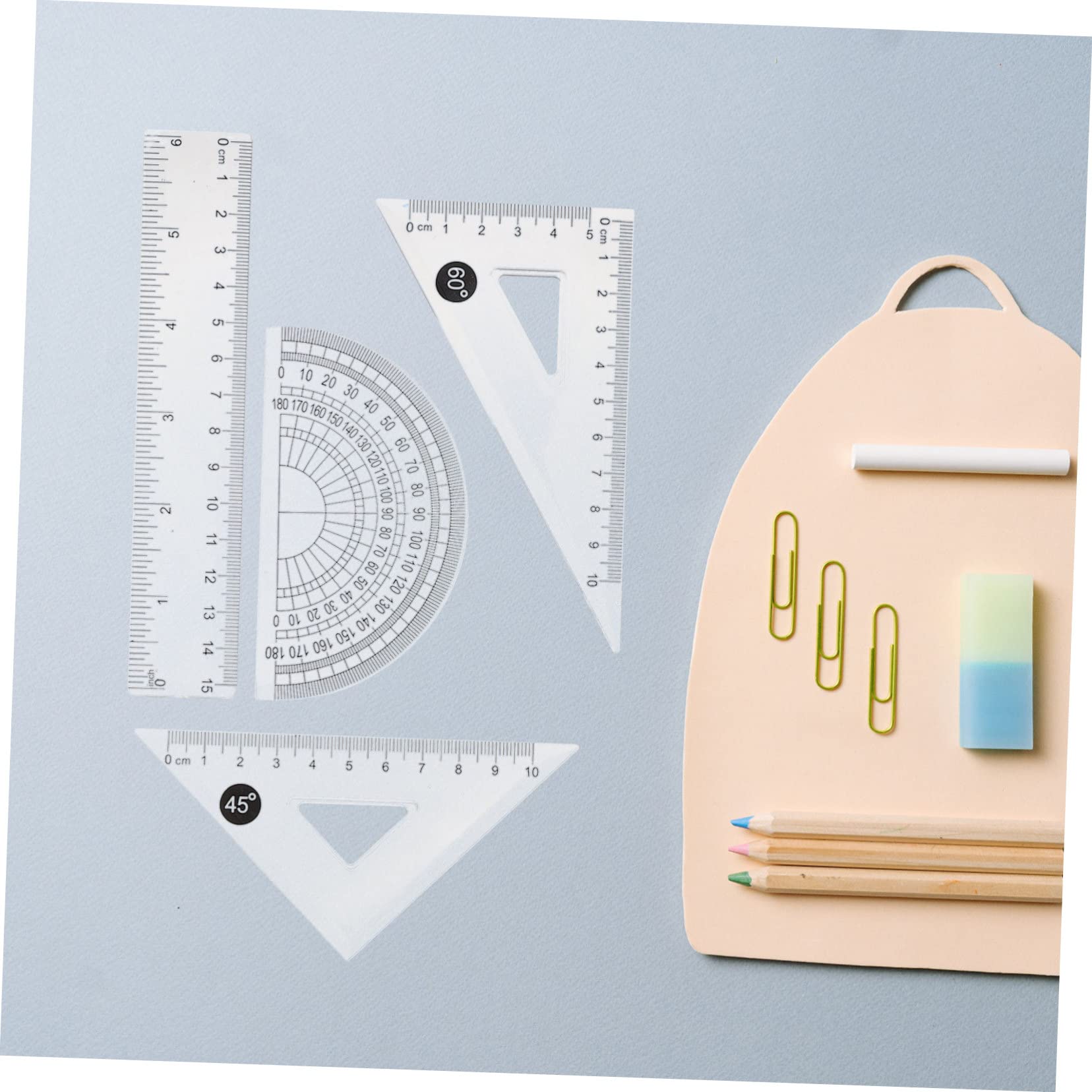 VILLCASE 20 Set Righello trasparente da 15 cm Kit di misurazione - Righello ergonomico kit plastigauge righello del triangolo di disegno kit da disegno professionale fornitura scolastica