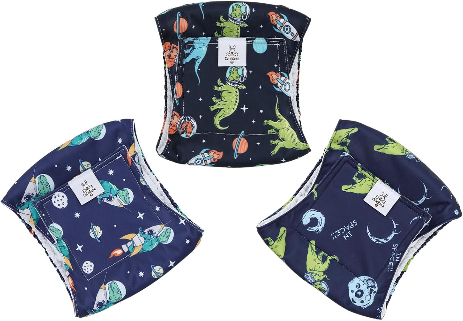 CuteBone Dog Diapers Male Belly Bands 3 Pack for Male Dogs Reusable Puppy Wraps