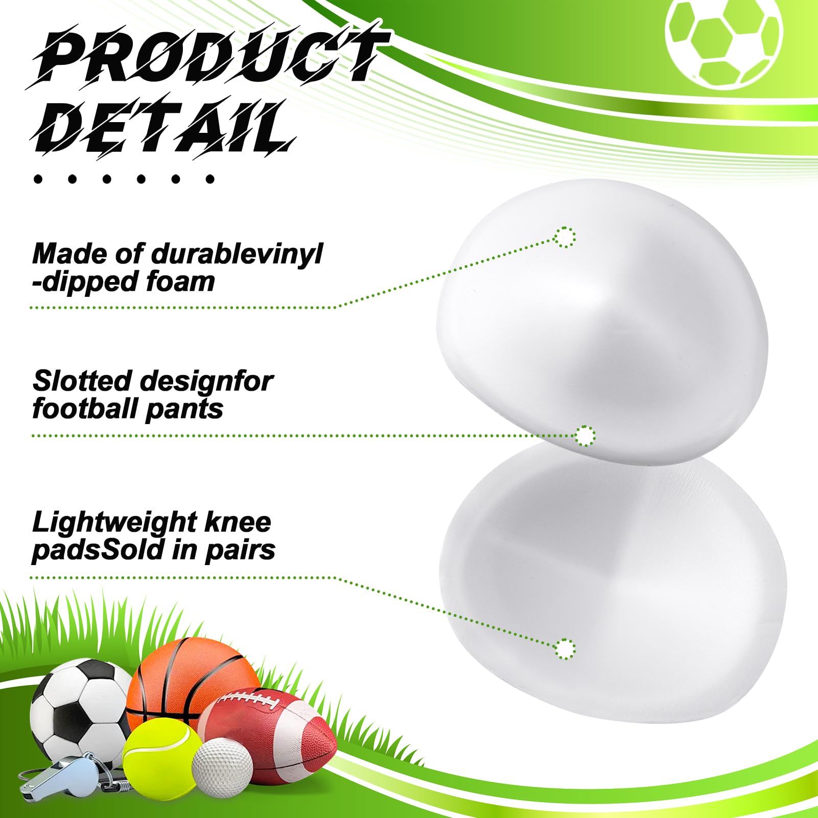 Meooeck Rodilleras de tiro bajo, inserciones blancas, rodilleras ligeras, para jóvenes, hombres, mujeres, niños, adultos, fútbol, baloncesto, voleibol