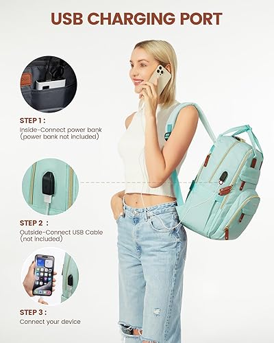 Miniatura 6 de LOVEVOOK Mochila para laptop para mujer, unisex, de gran capacidad, de 17 pulgadas, bolsa antirrobo de viaje, bolsa de trabajo para computadora de