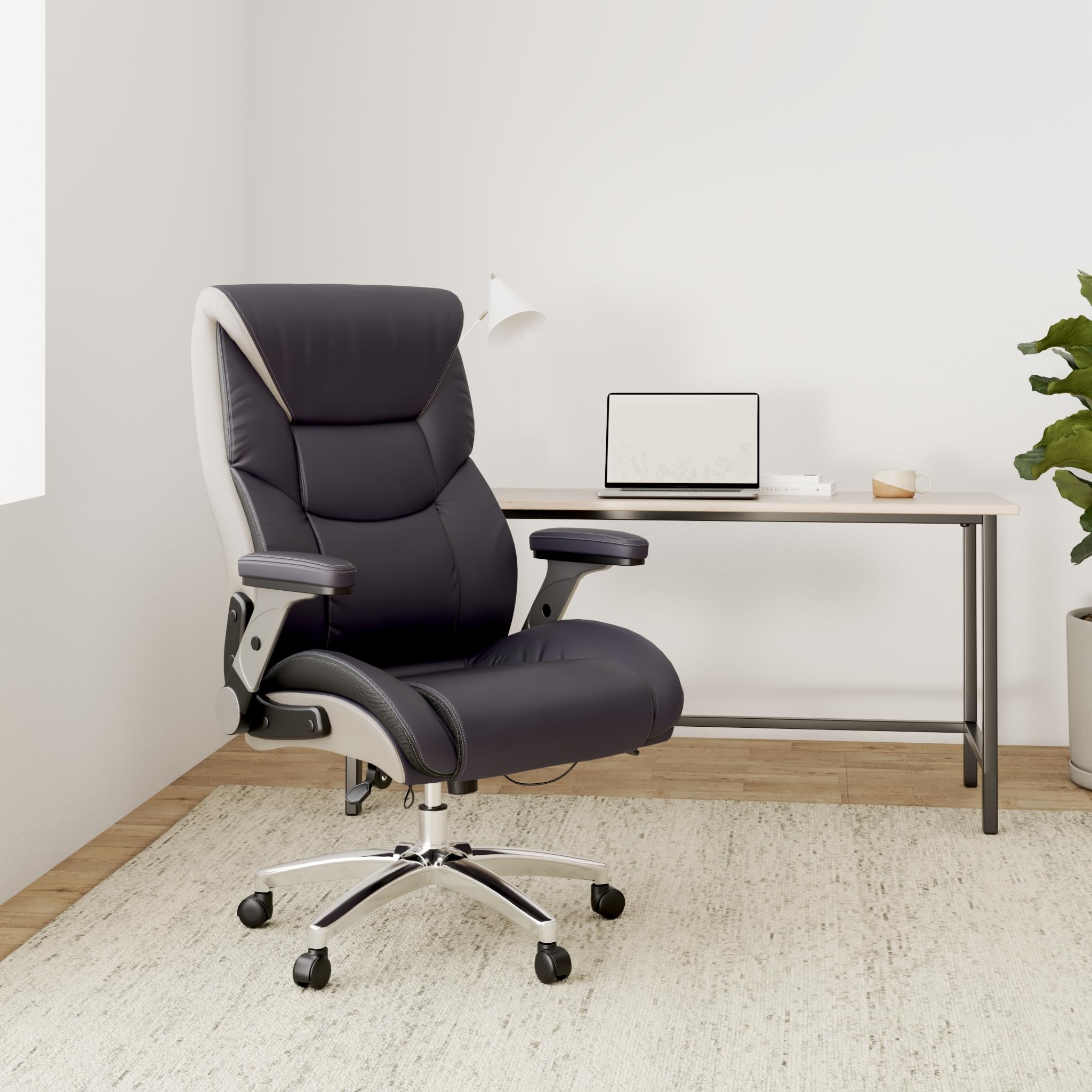 Robas Lund Bürostuhl Schwarz-Beige Chefsessel Drehstuhl höhenverstellbar belastbar bis 180 Kg, real Comfort 2