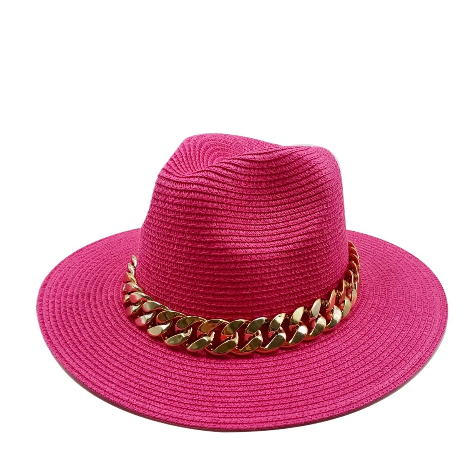 MRKU Sombrero de Paja de Verano con Cadena de Donut - Playa Naranja y Morada para Hombres y Mujeres