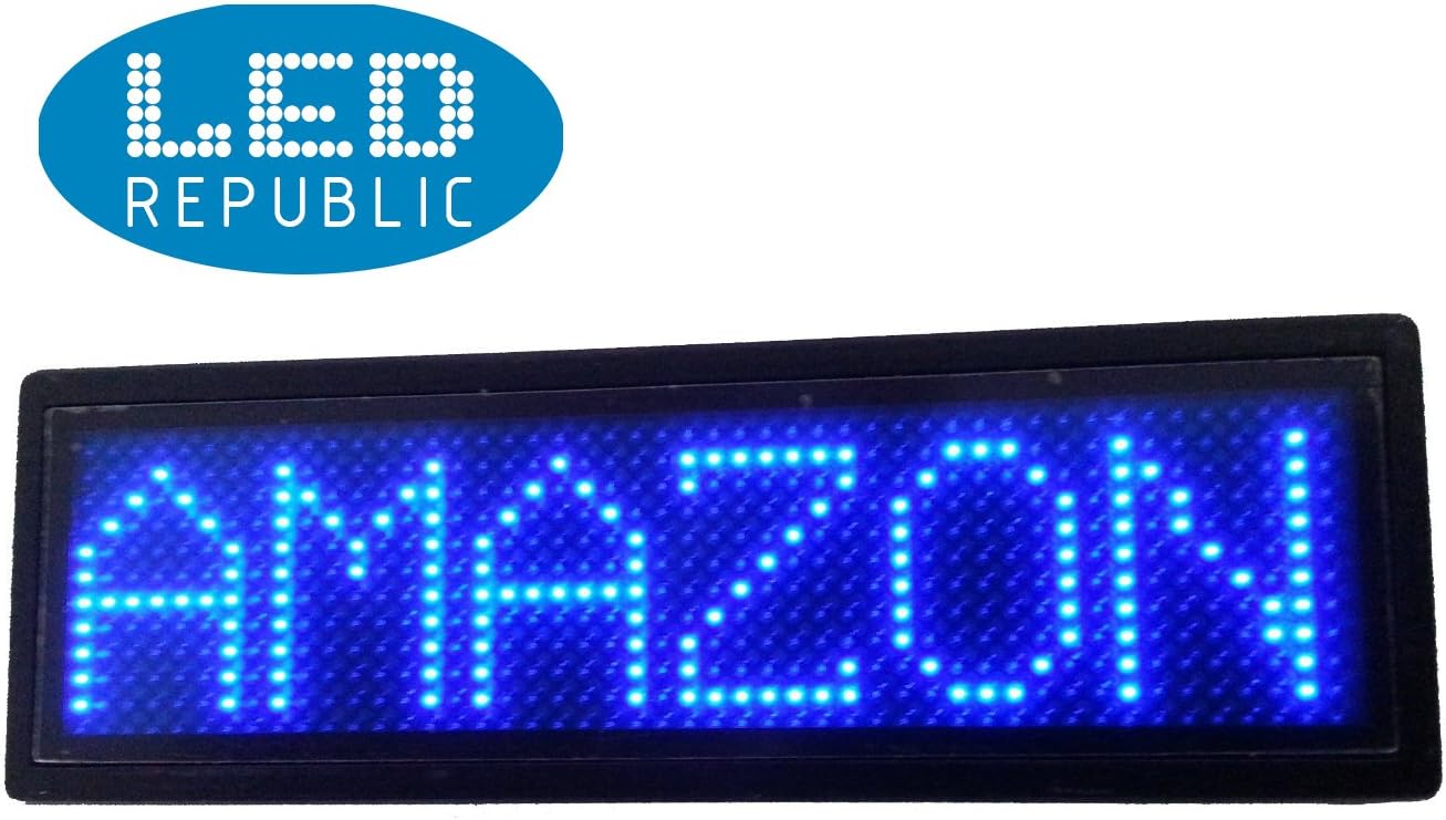 Moving Scrolling LED Name Badge Tag Sign Display Programmable Message,Screen Size: 89mm*26mm (Blue)
