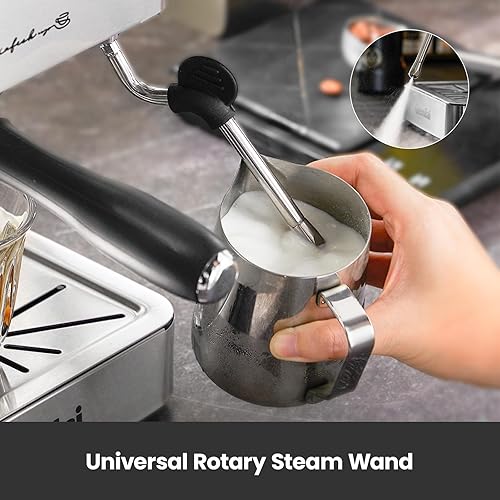 Miniatura 6 de Gemilai Máquina de café expreso, máquina de café expreso con espumador de leche, varita de vapor y tanque de agua de 57 onzas para capuchino con