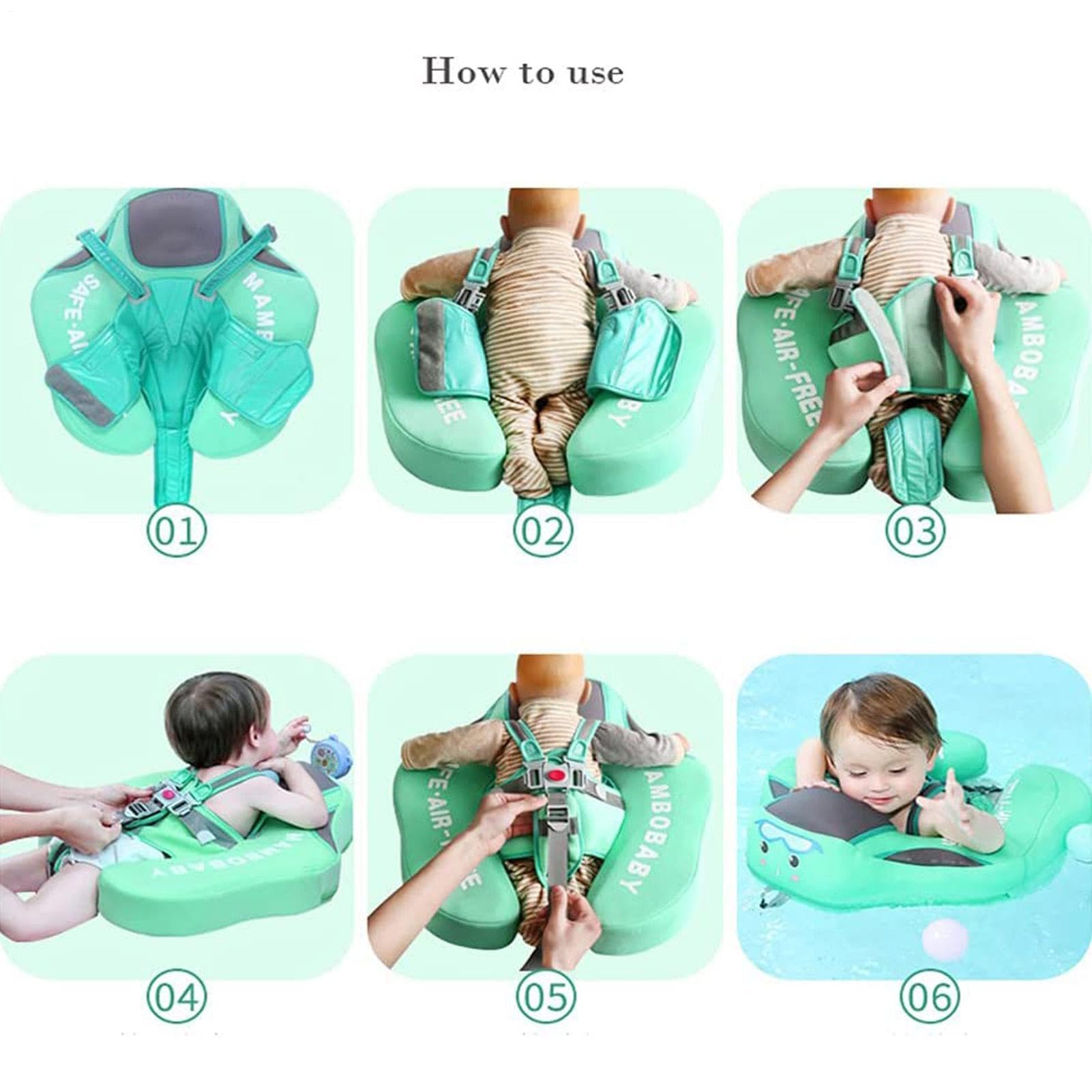 Kid Schwimmhilfe mit Sonnenschutz, Nicht Aufblasbarer Pool Schwimmring mit Sicherheitsdesign, UPF50+ Schwimmring mit Sonnendach, Verstellbarer Sicherheitssitz für Von 3-24 Monaten