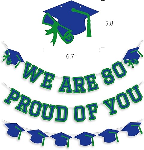 Miniatura 10 de Letrero de pared con texto en inglés "We Are So Proud Of You", decoración de fiesta de graduación, guirnalda de felicitaciones, graduación, color