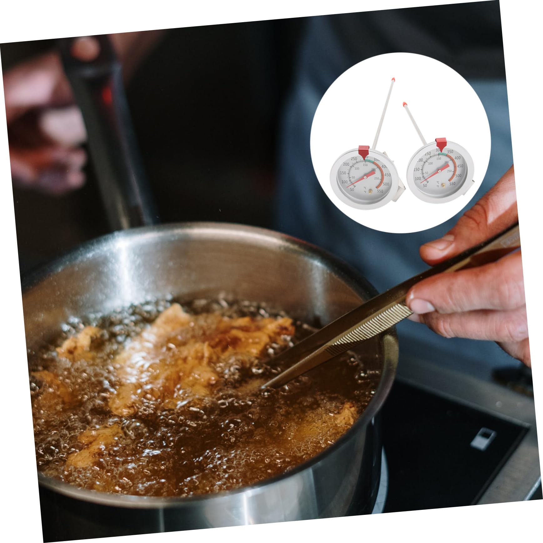 LIFKOME 2 Piezas Termómetro para Freír Acero Inoxidable con Clip Resistente Medidor de Temperatura de y Horneado para Cocina Segura
