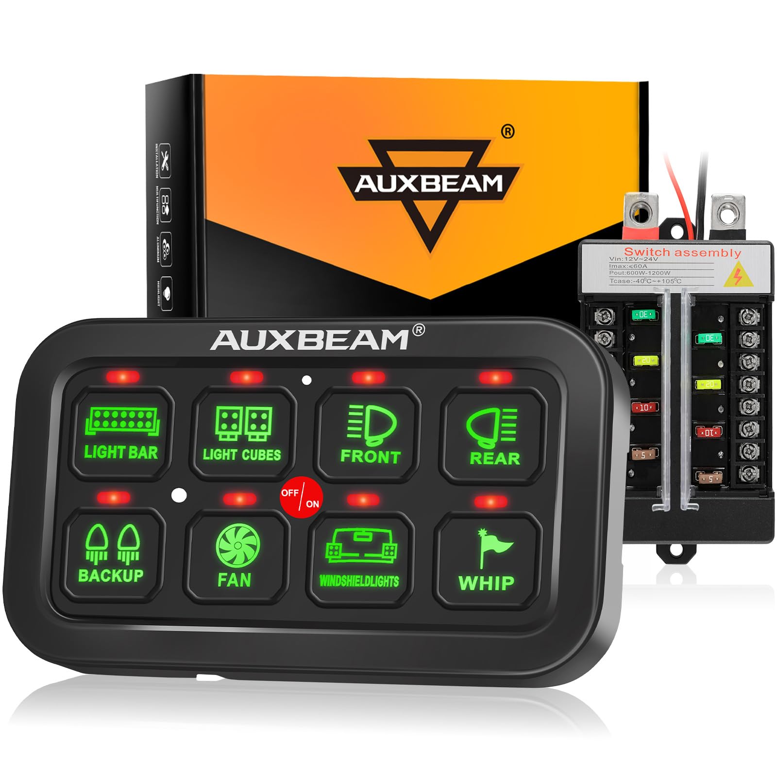 Buy Auxbeam 8 Gang Switch Panel GB80 Universal Circuit Control System ...