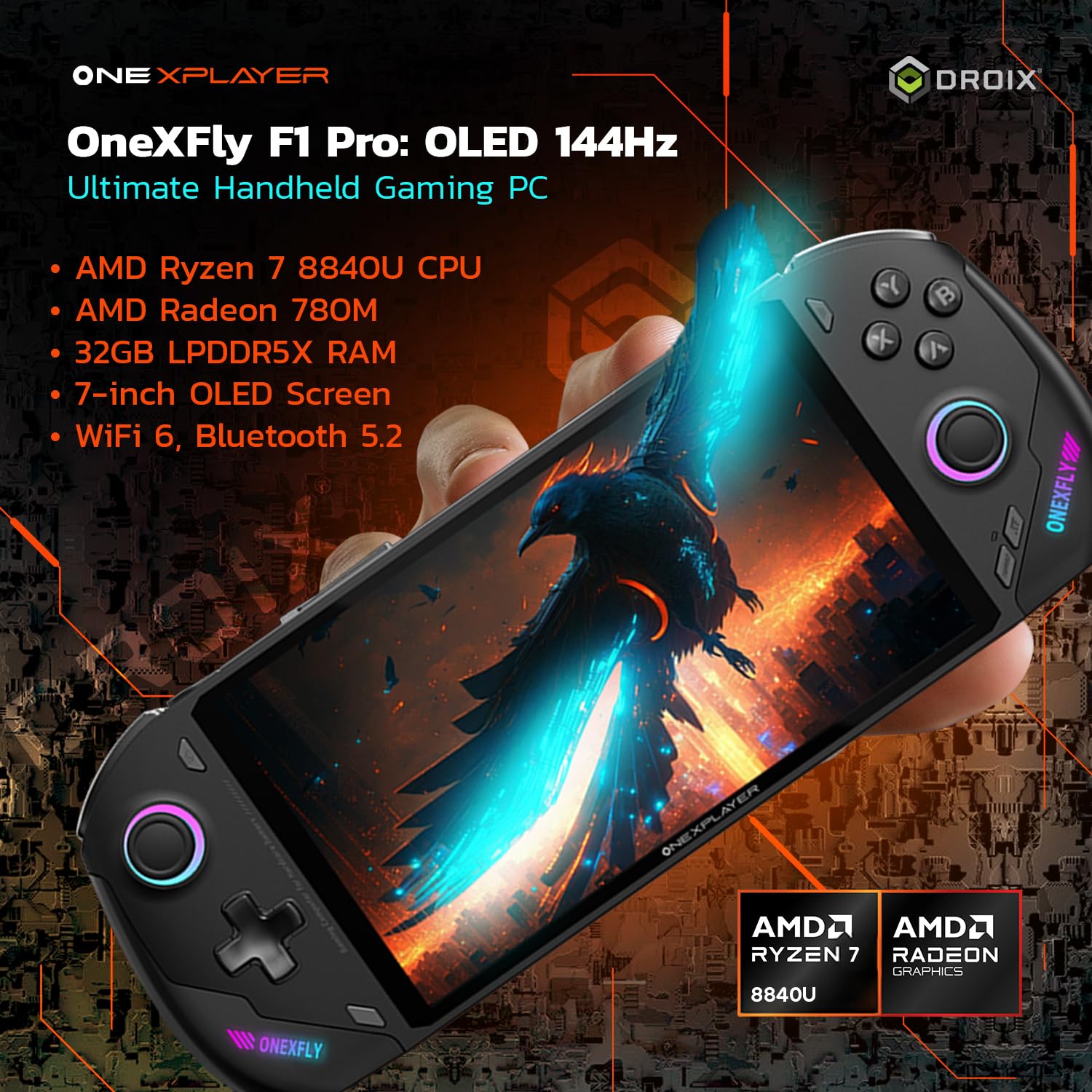 ONEXPLAYER ONEXFLY F1 Pro Gaming Handheld PC | AMD Ryzen 7 8840U