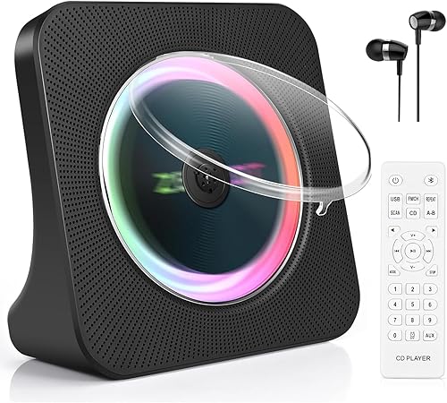 Miniatura 9 de TODANGAI Reproductor de CD altavoces HiFi integrados reproductor de CD de escritorio con pantalla LED Bluetooth 50 puerto USBAUX reproductor de CD