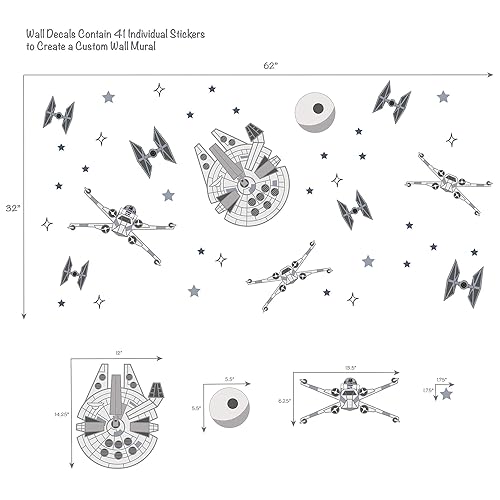 Miniatura 2 de Lambs & Ivy Star Wars Squadron X-WingTie FighterMillennium Falcon Calcomanías de pared