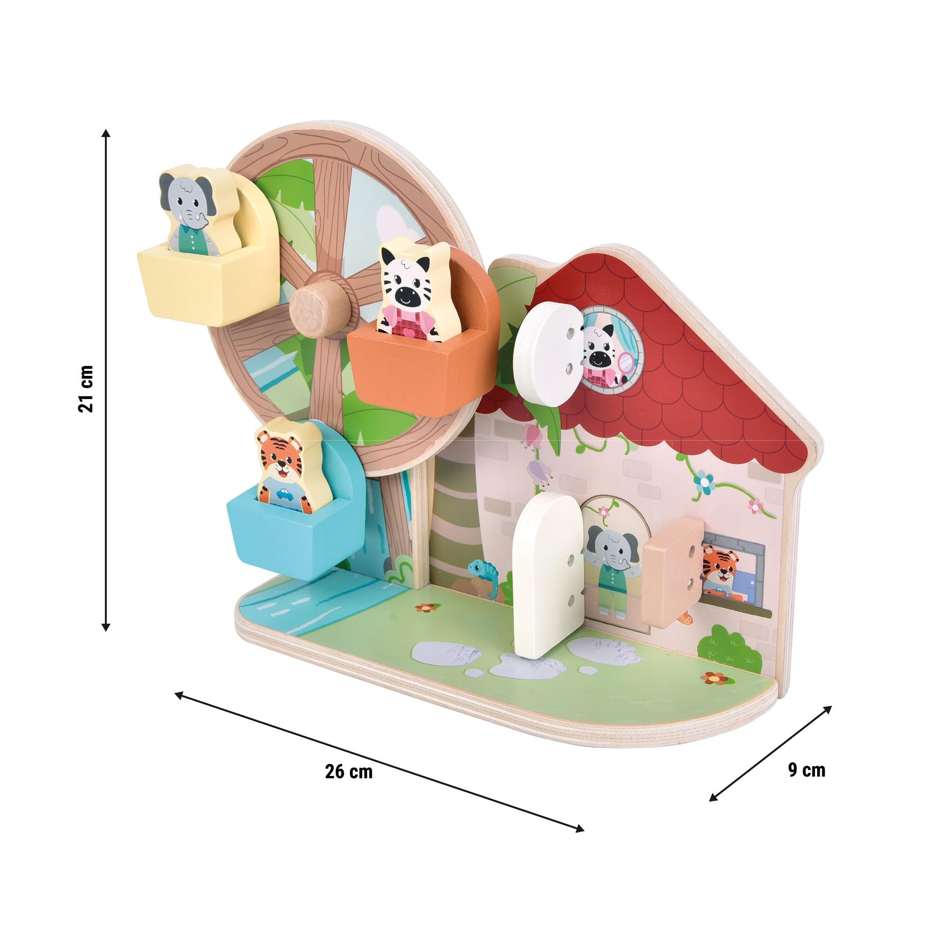 Small Foot Juguete de motricidad Noria Jungle Friends, FSC® 100%, con Figuras de Animales, Desde 12 Meses, 12764