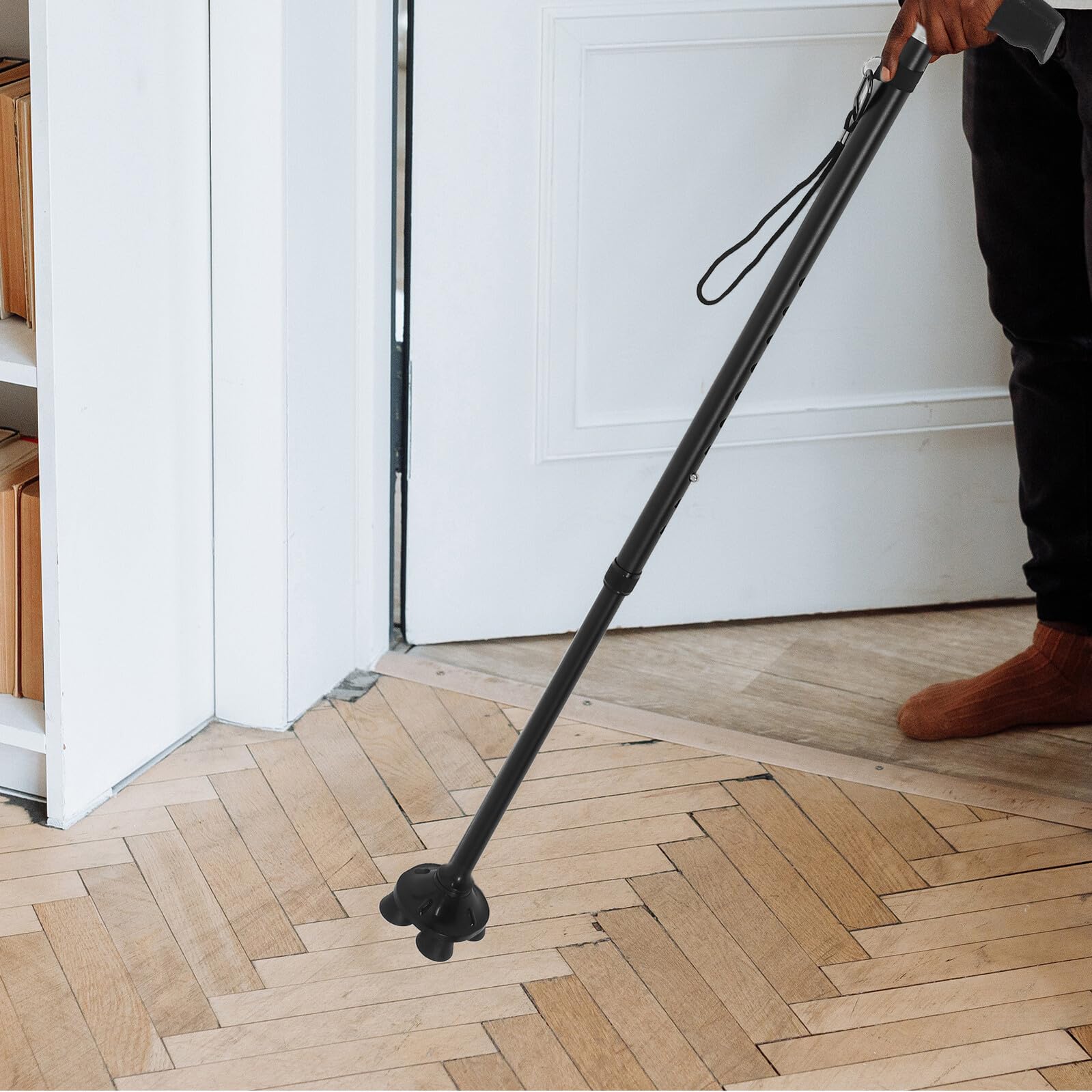 Bastón Portátil para Personas Mayores Ajustable en Altura de Aleación de Aluminio Ligero con Base Doble Antideslizante Desmontable Bastón Plegable para Movilidad y Equilibrio
