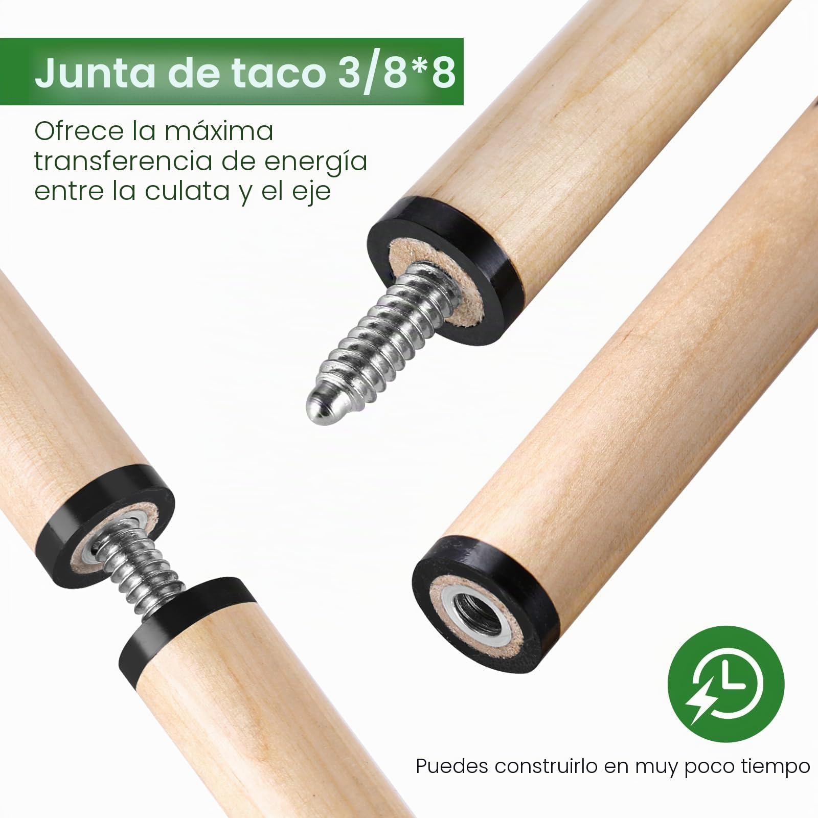 Juego de 2 Palos de Billar de 20 onzas para Adultos de 36, 42, 48 y 58 Pulgadas, Juego de 2 o 4 Palos de Billar con Punta de Cuero de 13 mm para niños o Principiantes, 2 Piezas, 14/16/18, 20
