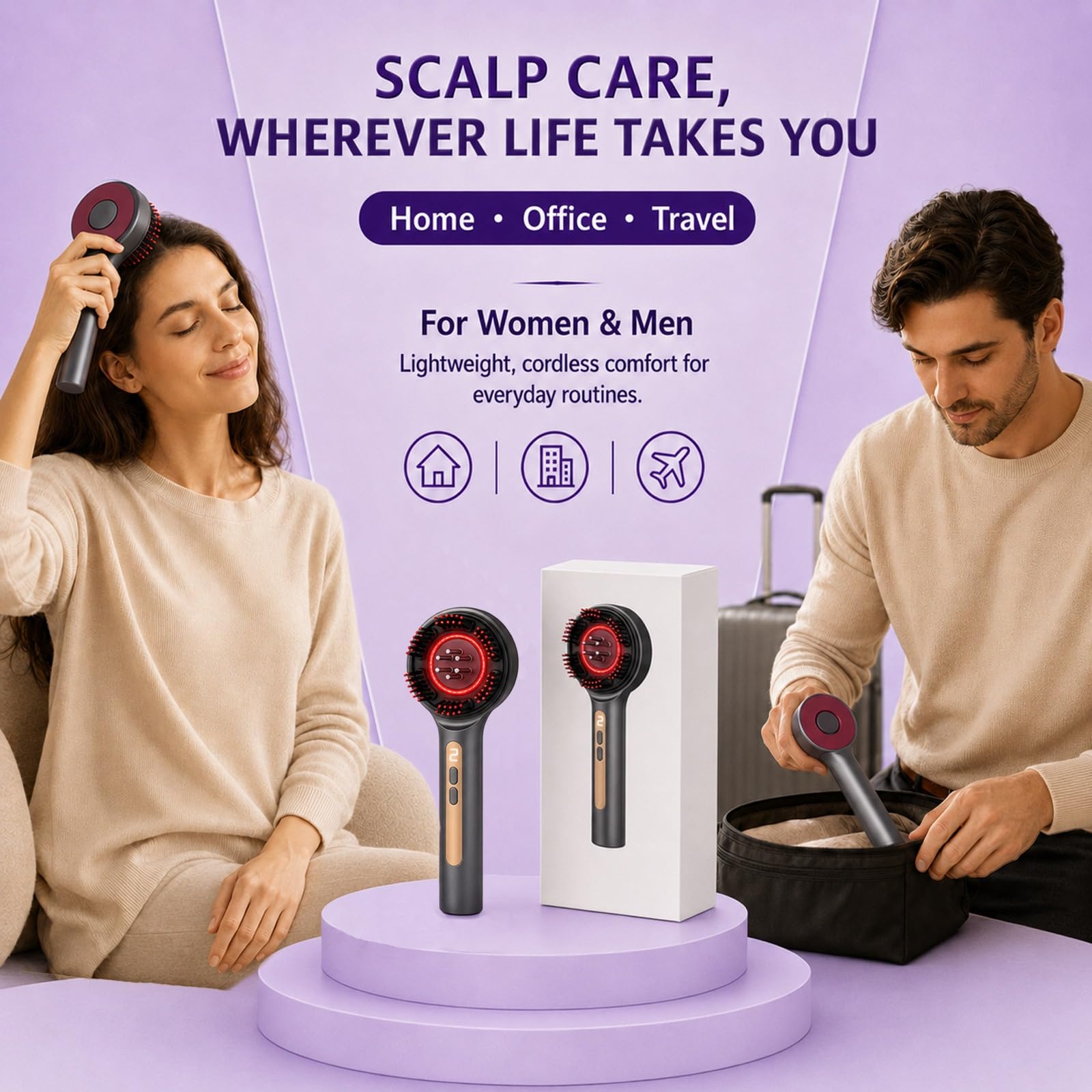 Electric Scalp Massager, Rechargeable 3-in-1 Hair Oil Applicator, IPX7 Waterproof Scalp Scrubber, Portable Head Massager Scalp Brush for Home & Travel (Grey)