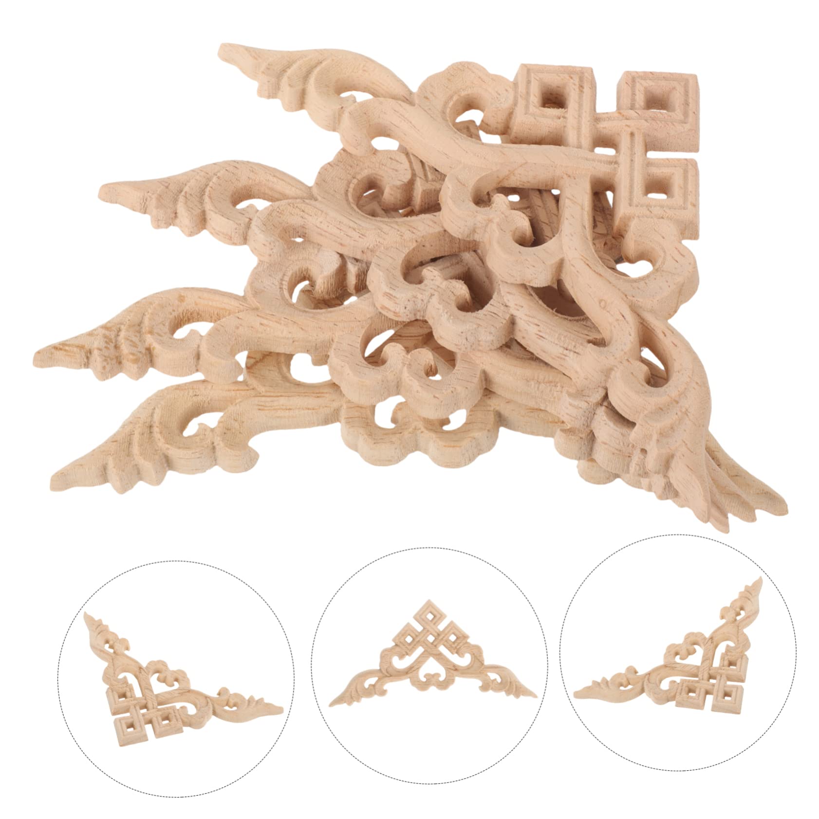 MUXSAM 4pcs Applique en Bois Sculpté de Style Européen Bois Sculpture