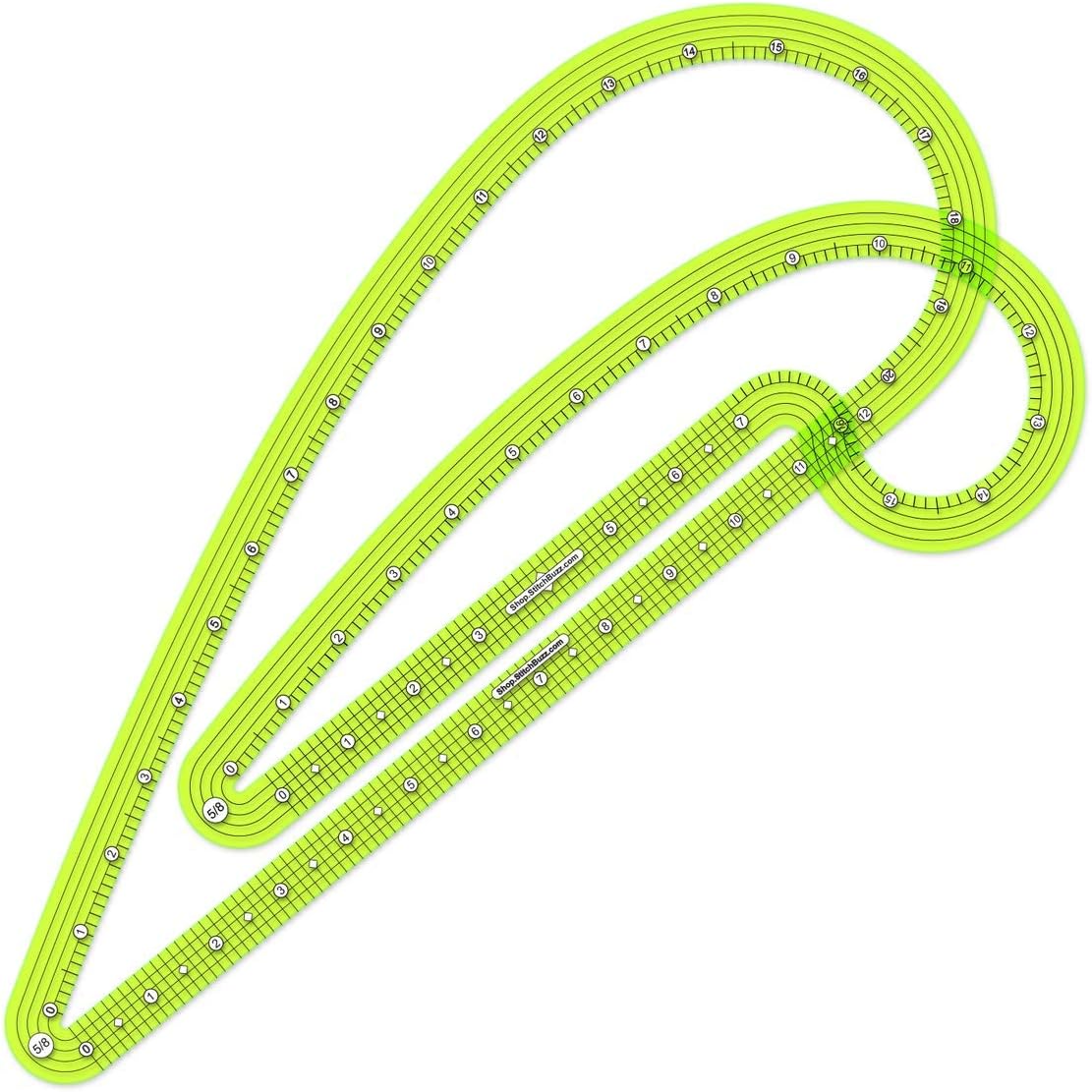 Stitch Buzz 5/8th Seam Allowance Pattern Ruler Set French Curve