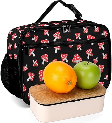 Miniatura 6 de Muishi Lonchera reutilizable con diseño de hongos del bosque, bolsa de almuerzo aislada, lonchera para comida y comida, bolsa de mano para mujeres,