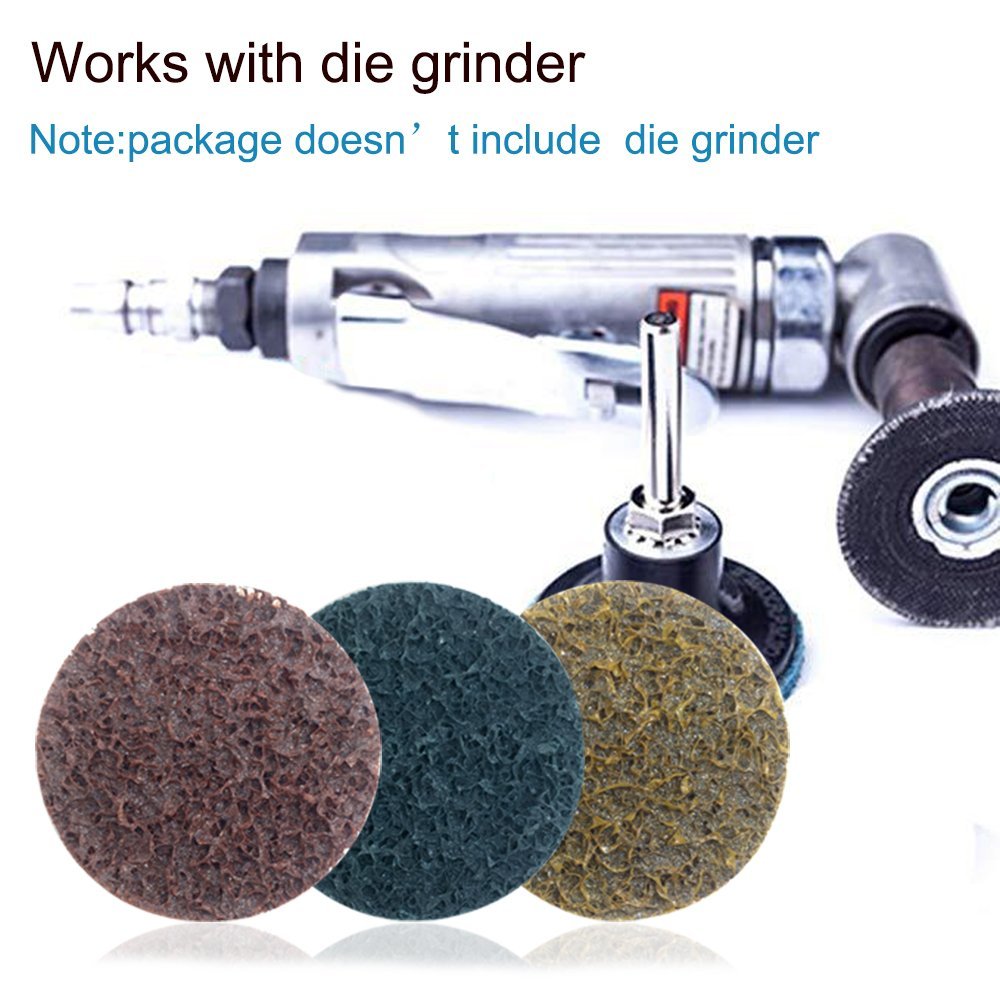 Schleifscheiben-Set, fein, mittelgroß, grob, 50mm, mit 2 Stück 1/4 Zoll Padhalterschaft, AFUNTA Oberflächenbehandlung Scheiben für Oberflächenvorbereitung, Schleifen, Polier-Finish, Fräsrost, 30 Stück