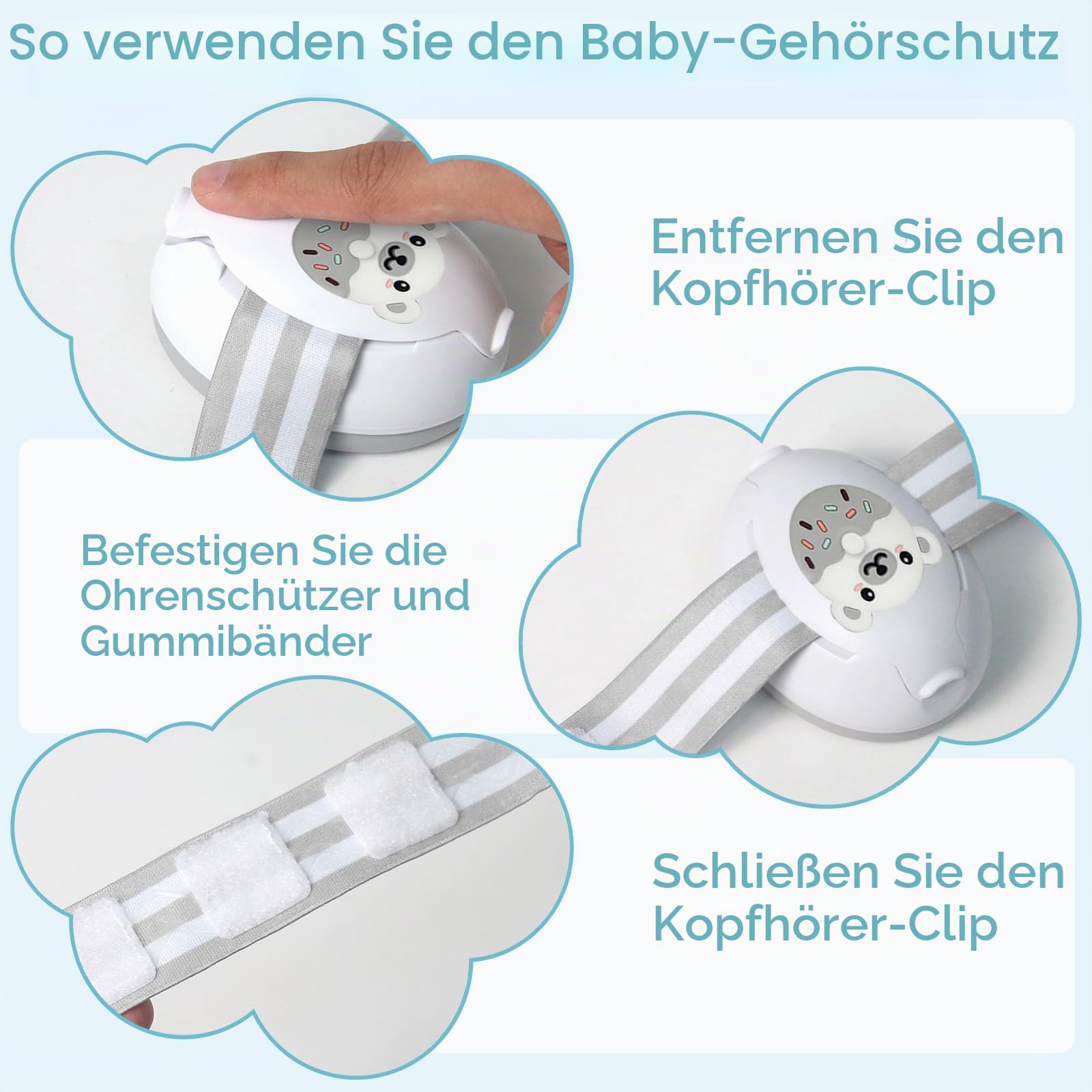 2-in-1-Ohrenschützer für Babys und Kleinkinder bis 48 Monate, verstellbarer Gehörschutz für Babys, zum Schlafen auf Reisen